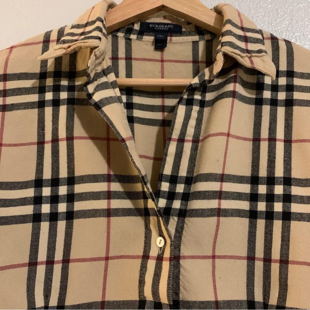 Burberry plaid button down shirt